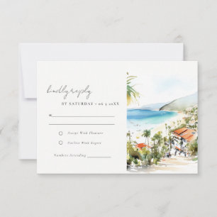 Puerto Vallarta Mexiko Aquarell-Landschaft Hochzei RSVP Karte