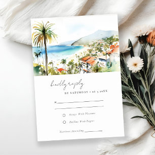 Puerto Vallarta Mexiko Aquarell-Landschaft Hochzei RSVP Karte