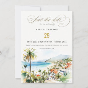 Puerto Vallarta Mexiko Aquarell-Landschaft Hochzei Save The Date