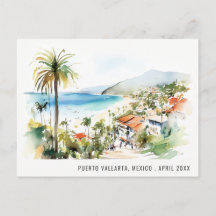 Puerto Vallarta Mexiko Aquarell Landschaft Reise