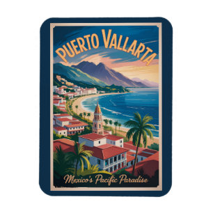 Puerto Vallarta Mexiko Illustration Reise Kunst Magnet