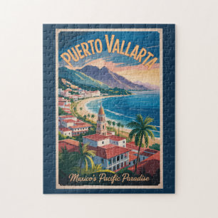 Puerto Vallarta Mexiko Illustration Reise Kunst Puzzle