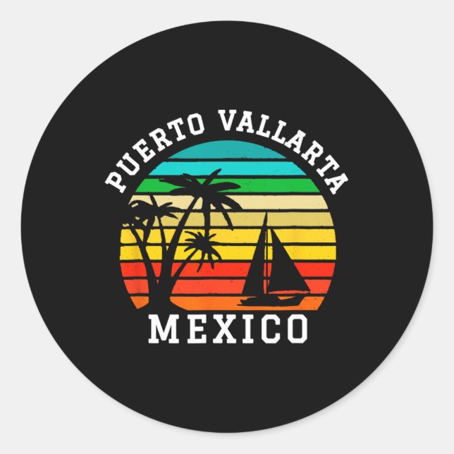 Puerto Vallarta Mexiko Shirt Matching Family Vacat Runder Aufkleber (Vorderseite)