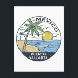 Puerto Vallarta Mexiko Vintag Postkarte<br><div class="desc">Puerto Vallarta Vektorgrafik Design. Es ist ein mexikanischer Badeort an der Bahía de Banderas im Pazifischen Ozean im mexikanischen Staat von Jalisco.</div>