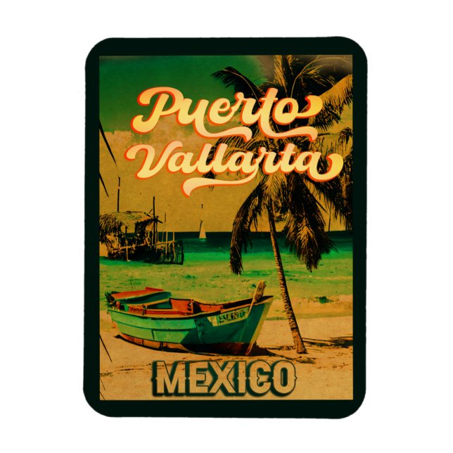 Puerto Vallarta Mexiko Vintag Souvenirs 60er Magnet (Vertikal)