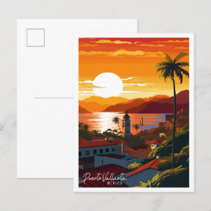 Puerto Vallarta Mexiko Vintage-Reiseillustration Postkarte