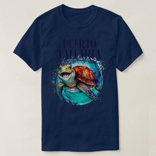 Puerto Vallarta Mexiko Wasserfarbener Happy Sea Tu T-Shirt (Design vorne)