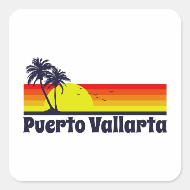 Puerto Vallarta Quadratischer Aufkleber (Vorderseite)