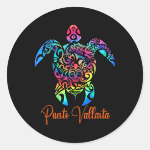 Puerto Vallarta Sea Turtle Familienurlaub Sommer Runder Aufkleber