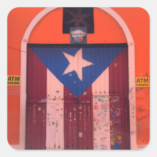 Puertoricanisches Erbe, San Juan, PR-Straßenszene Quadratischer Aufkleber