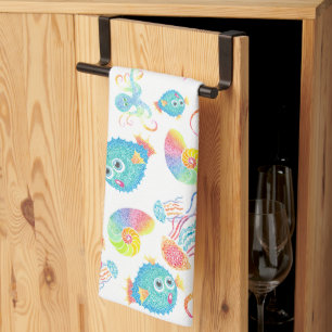 Puffer Fisch und Friends Diskothek Geschirrtuch