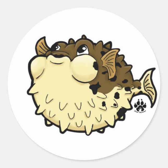 Puffer Fish Classic Round Sticker (Vorderseite)