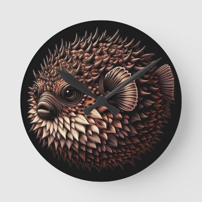 Puffer Fish Runde Wanduhr (Vorderseite)