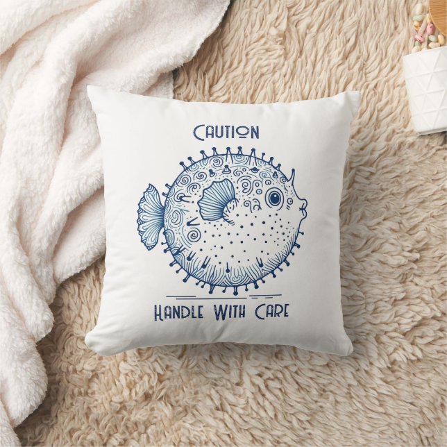 Puffer mit Vorsicht Kissen (Decke)