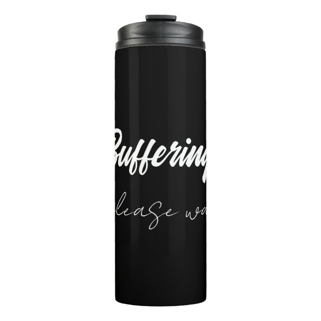 Puffernd....bitte warten  thermosbecher (Vorderseite)