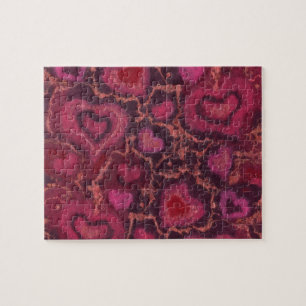Puffherzen romantische Liebe Rosa roter Valentinst Puzzle