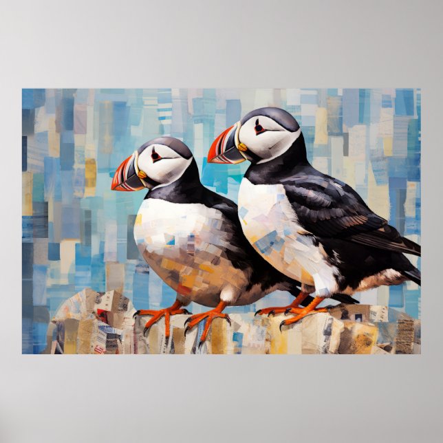 Puffin Animal Bird Art Deco Paint Poster (Vorne)