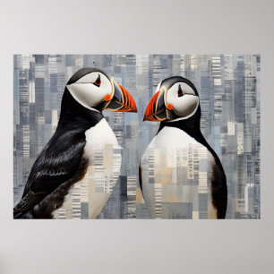 Puffin Animal Bird Art Deco Paint Poster