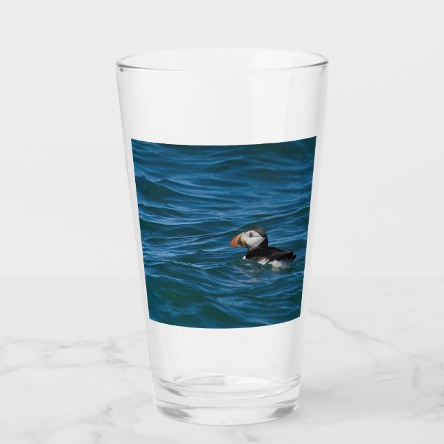 Puffin at sea photo print jigsaw puzzle glas (Vorderseite)