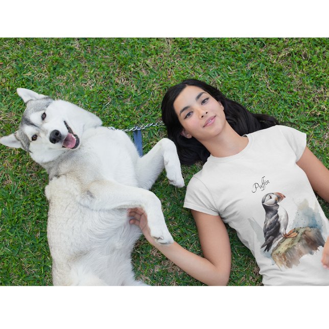 Puffin auf einer Felsenwasserfarbe, nach Maß T-Shirt (Von Creator hochgeladen)