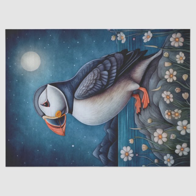Puffin Bird Boho Mystical Art Seidenpapier (Vorderseite)
