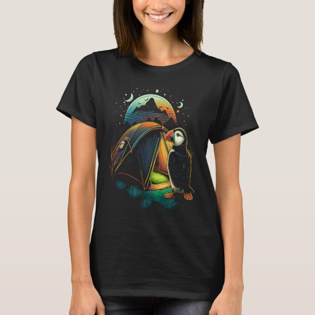 Puffin Bird in Camping  Penguin T-Shirt (Vorderseite)