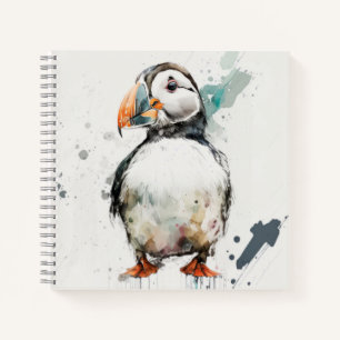 Puffin Bird Portrait Animal Painting Free Notizbuch