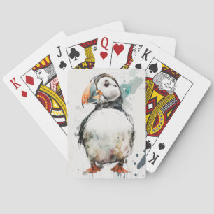 Puffin Bird Portrait Animal Painting Free Spielkarten