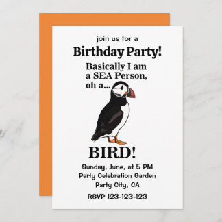 Puffin Bird Seabird Funny Birthday Party Einladung