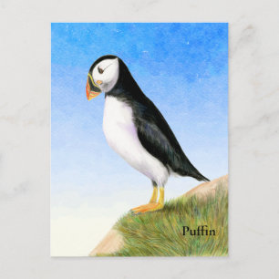 Puffin Bird Wasserfarbenmalerei Postkarte