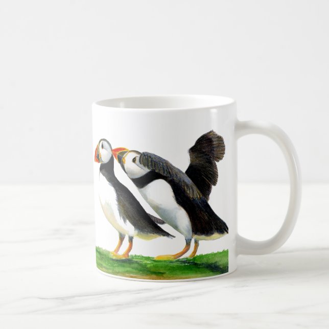 Puffin Bird Wasserfarbenmalerei Tasse (Rechts)