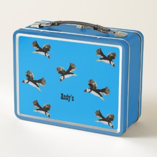 Puffin Birds Flying Fun Personalisiert Metall Brotdose