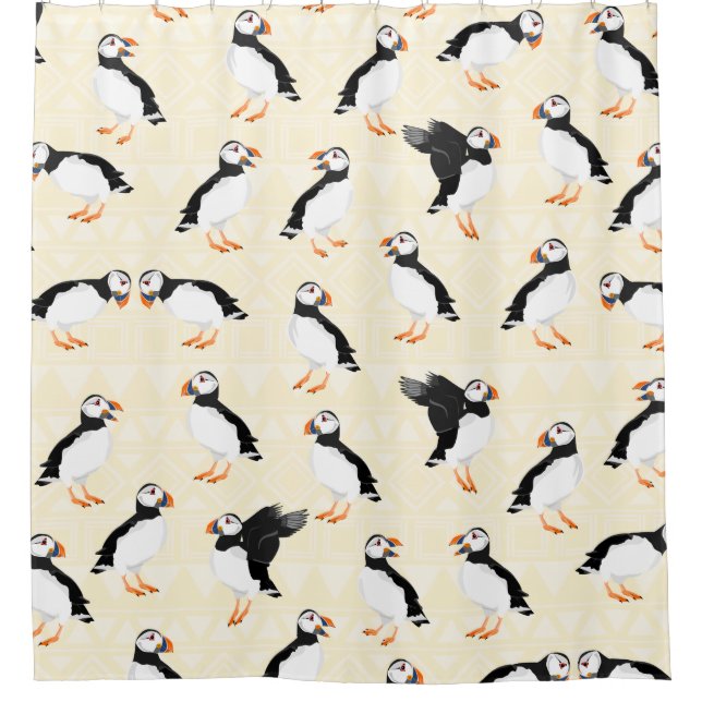 Puffin Birds Pattern Duschvorhang (Vorderseite)