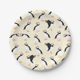 Puffin Birds Pattern Pappteller