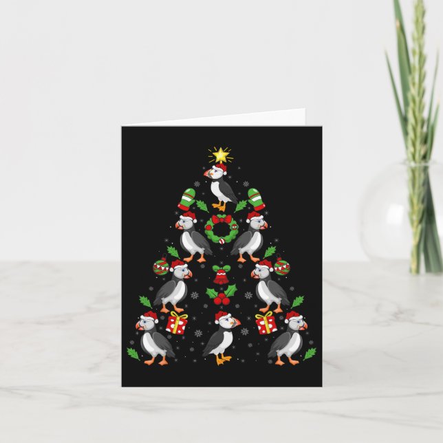 Puffin Birds Xmas Leuchtturm Puffin Weihnachten Karte (Vorderseite)