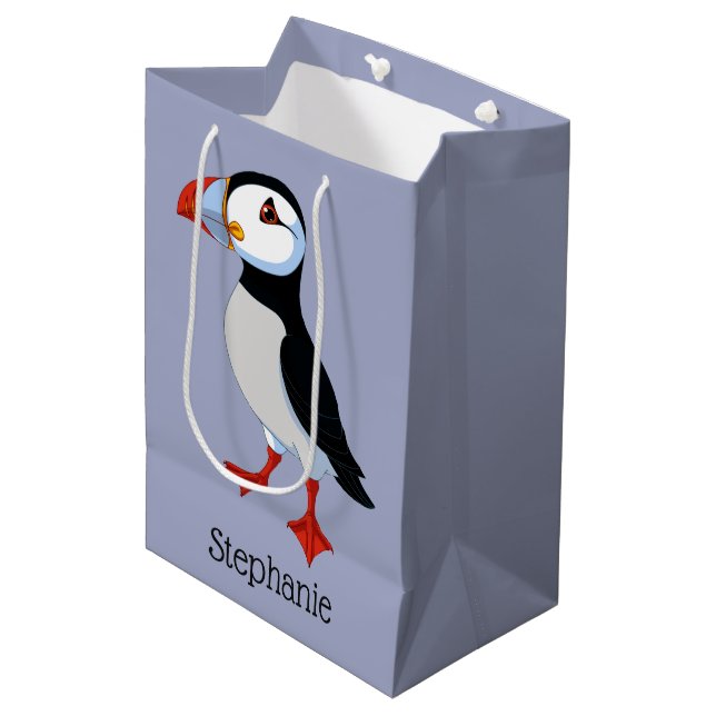 Puffin Design Geschenktasche Mittlere Geschenktüte (Vorderseite Schrägansicht)