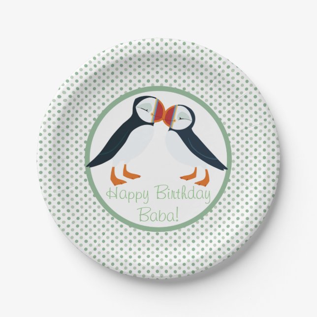Puffin-Felsen-Party-Platte - Mutter u. Papa Pappteller (Vorderseite)