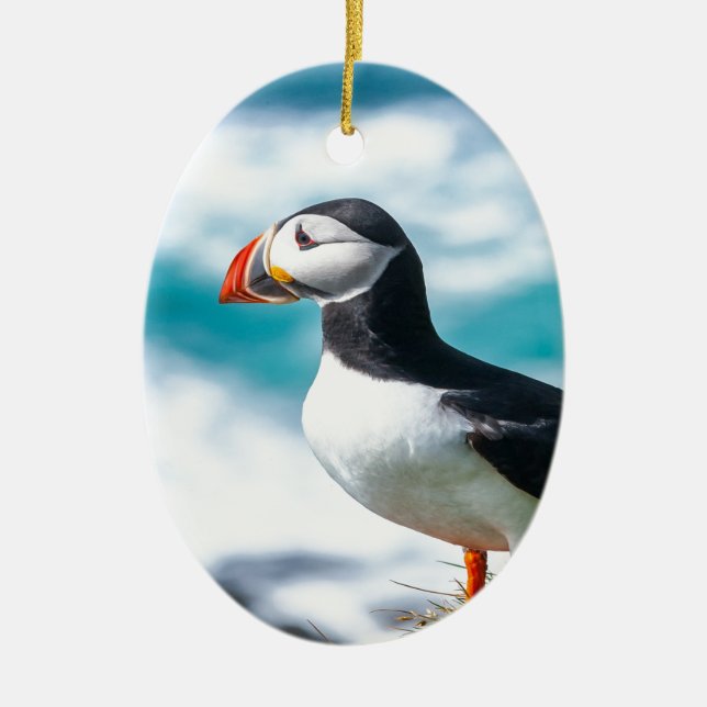 Puffin Fratercula arctica in Látrabjarg, Island. Keramik Ornament (Vorne)