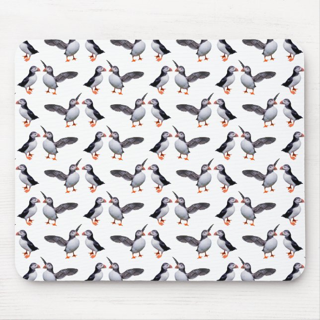 Puffin Frenzy Mousemat (weiß) Mousepad (Vorne)