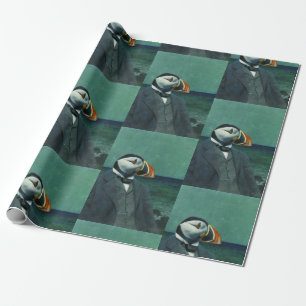 Puffin Gentleman Wrapping Paper Geschenkpapier