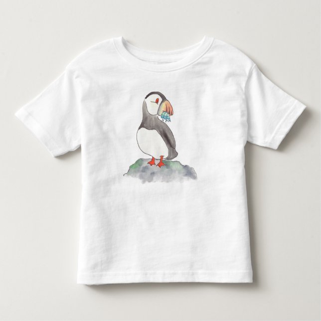 Puffin Gone Fishing Kleinkind T-shirt (Vorderseite)