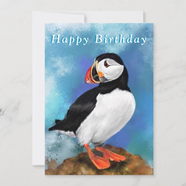 Puffin Happy Birthday Card (Vorderseite)