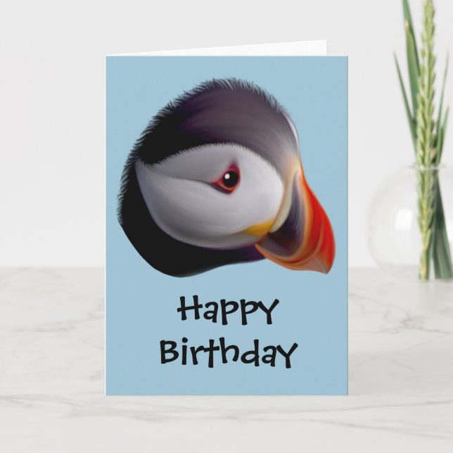 Puffin Happy Birthday Card Karte (Vorderseite)