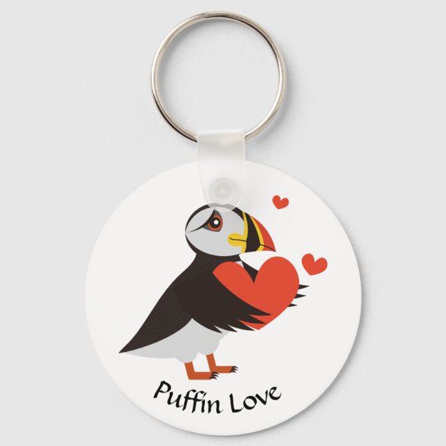 Puffin Liebe Red Hearts Schlüsselanhänger (Vorderseite)
