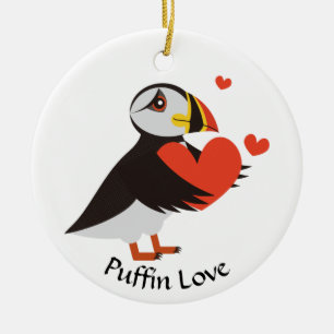Puffin Liebe Rotes Herz Keramik Ornament