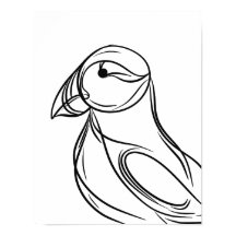 Puffin Line Art | Irish Coastal Bird Poster