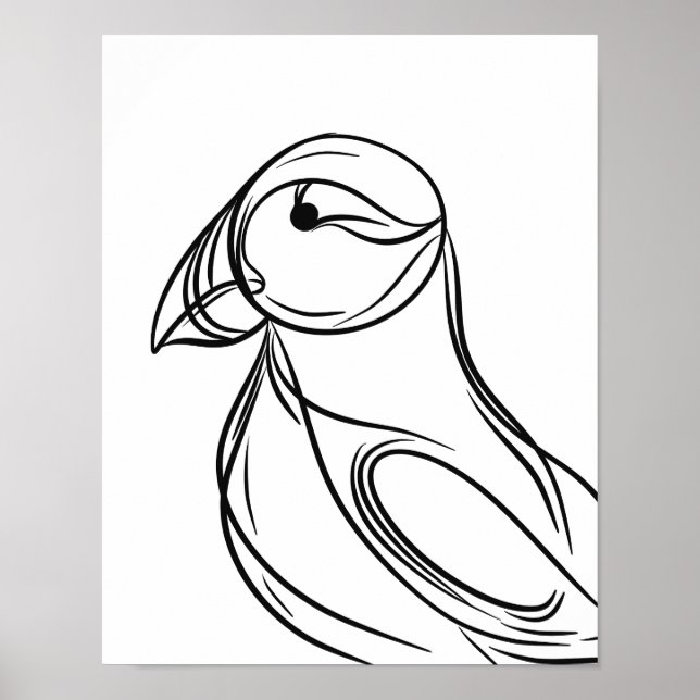Puffin Line Art | Irish Coastal Bird Poster (Vorne)
