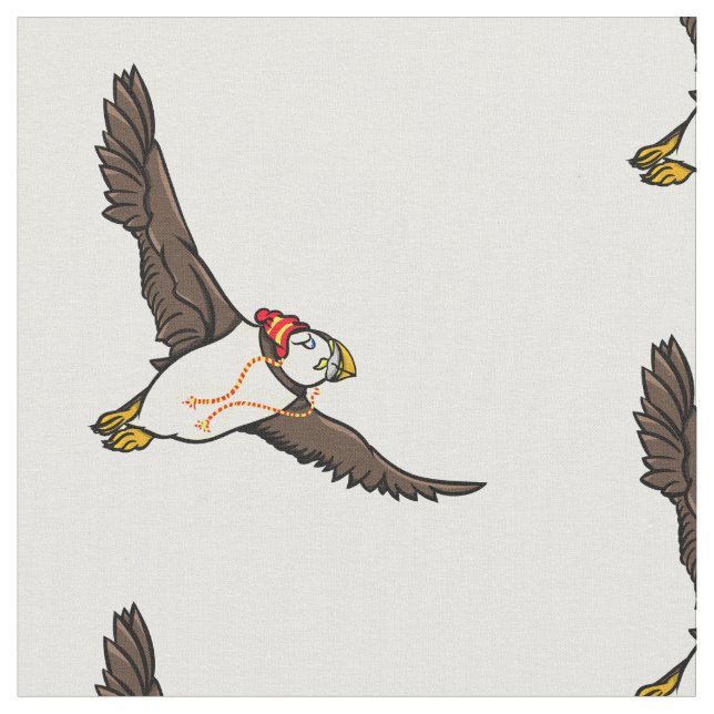 Puffin mit einem Hut und einem gegossenen Hut Stoff (Nahaufnahme)