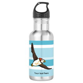 Puffin mit einem Hut und einem gegossenen Hut Trinkflasche