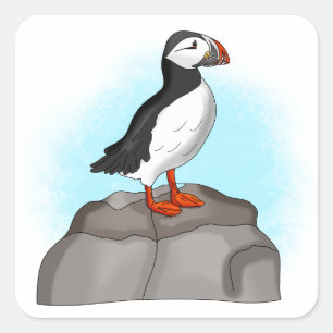 Puffin, niedlich quadratischer aufkleber